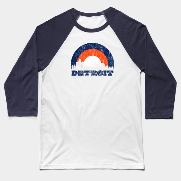 Detroit Vintage Sunrise - Baseball Colors Baseball T-Shirt by SchaubDesign